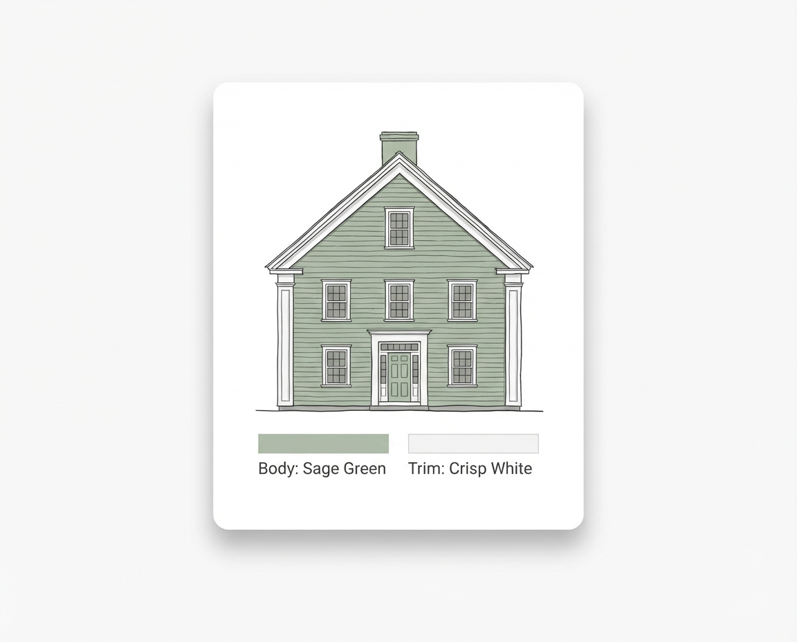 Timeless exterior paint color palettes for New Haven County, CT — front elevation guide for body, trim, and accent colors — Alves Pro House Painters.