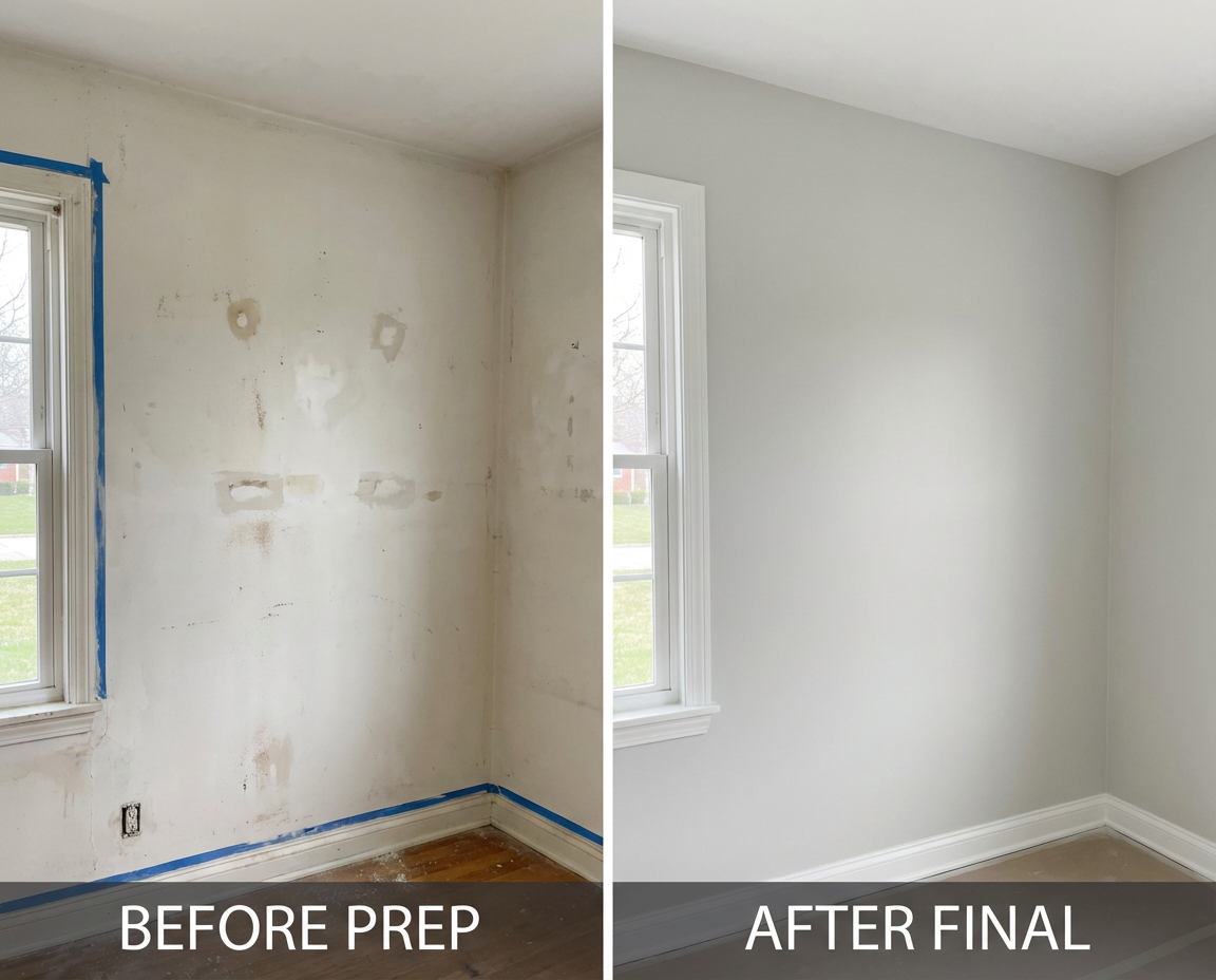 Before-and-after exterior painting prep and finish example in New Haven County, CT — Alves Pro House Painters.