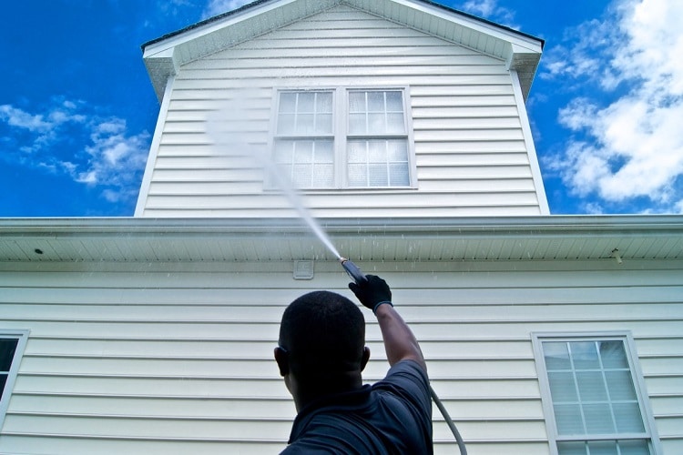 House power washing in Hartford County, CT — soft-wash siding + calibrated PSI — Alves Pro House Painters.