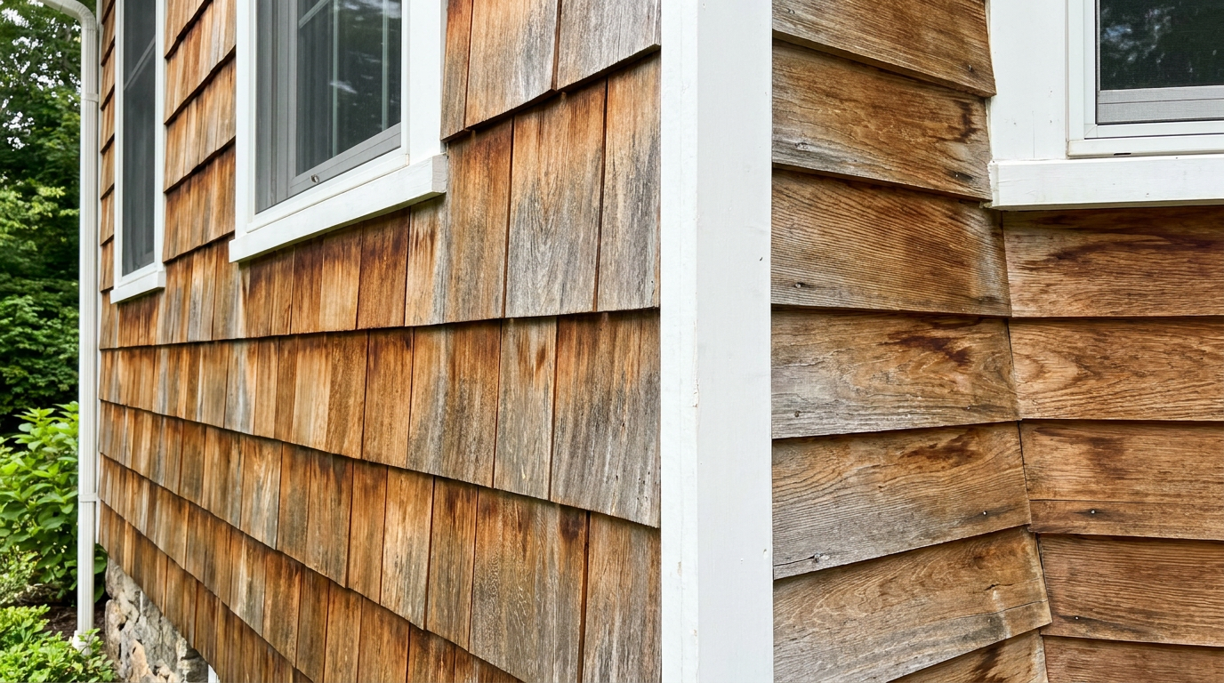 Cedar exterior detail showing surface-aware repaint cycle considerations