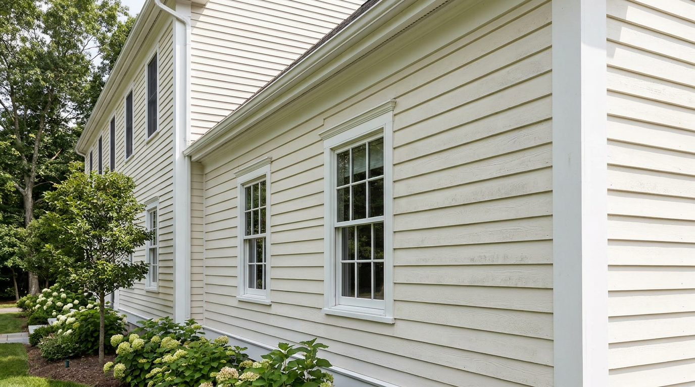 Clapboard siding showing how repaint timing changes by exterior exposure