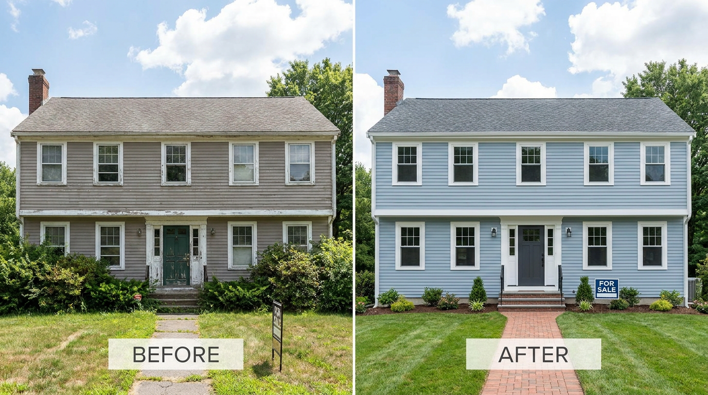 Exterior paint improving curb appeal before selling a Connecticut home